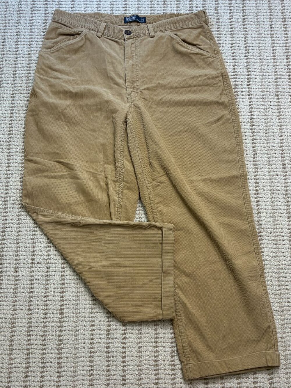 Vintage Polo Ralph Lauren Corduroy Khaki Pants Mens 36x27 Tan Trousers Preppy